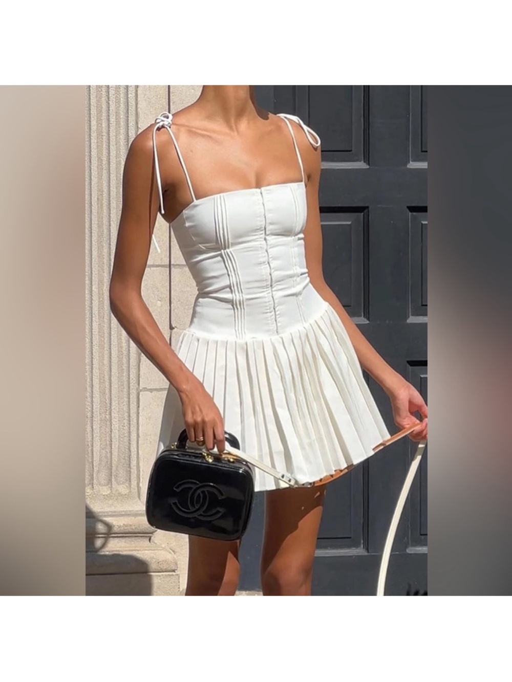 HOUSE OF CB Pleated White Marcy Corset Mini Dress